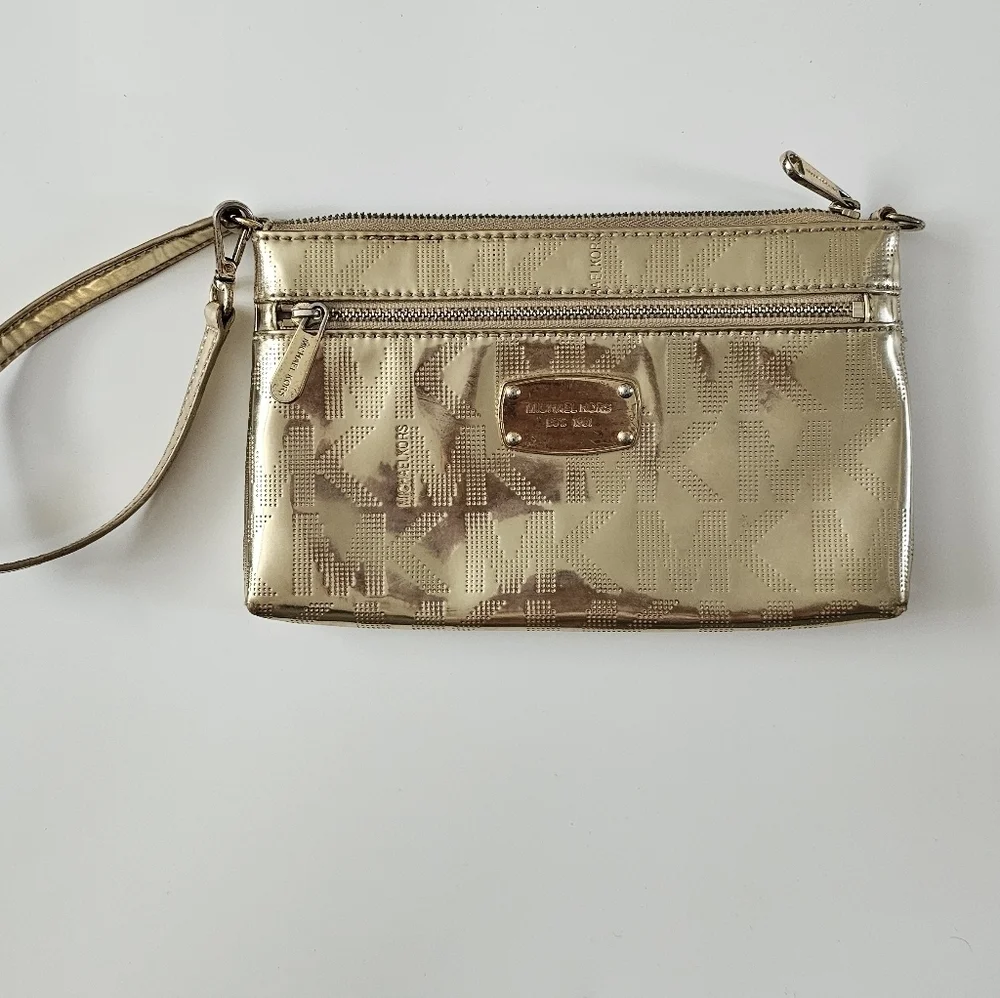 Michael Kors Patten Leather Gold Wristlet